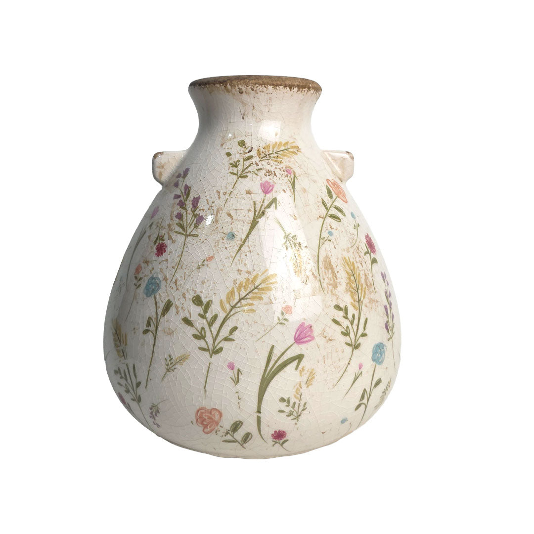 Jarrón Vintage con Flores Pastel