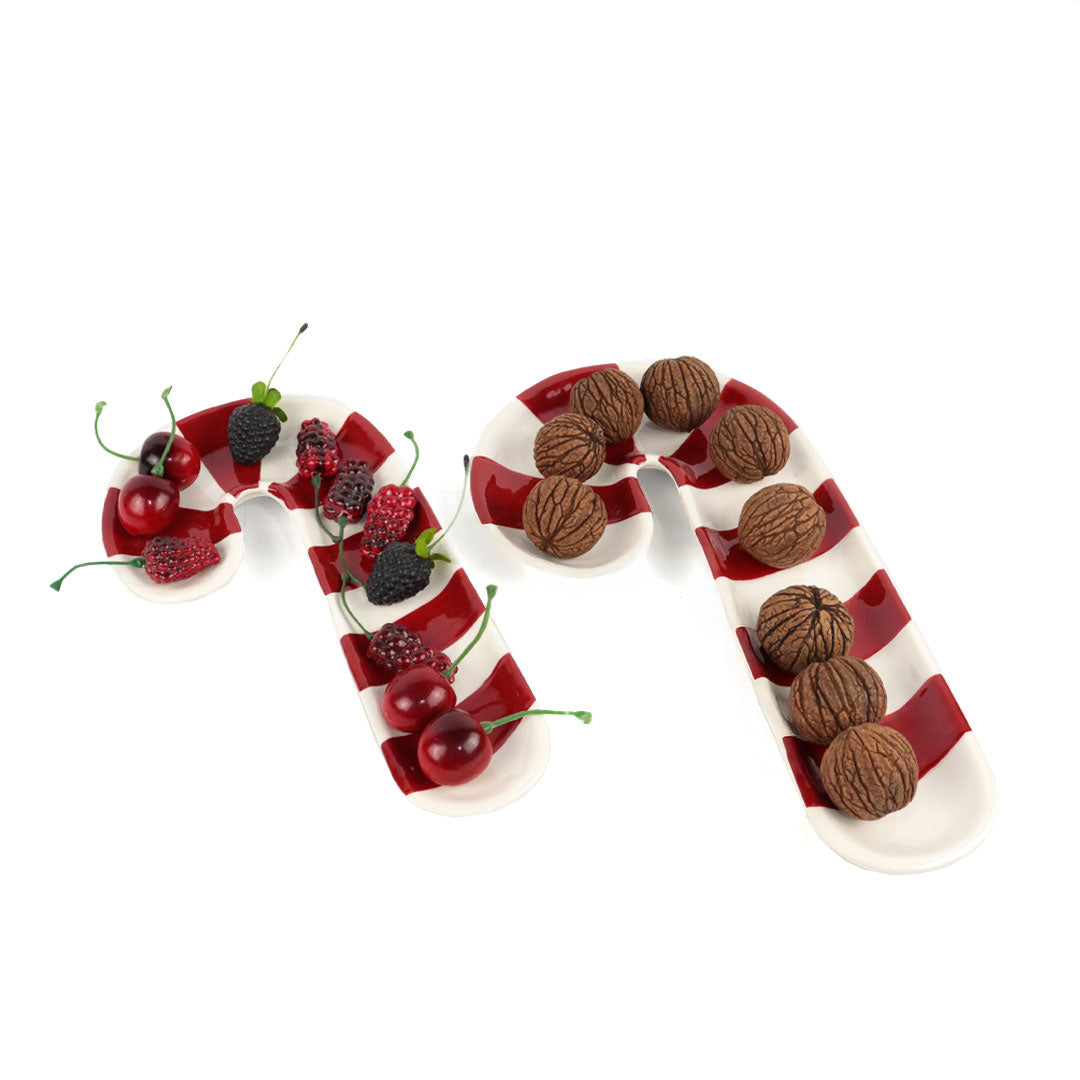 Set de 2 platos bastón navideño
