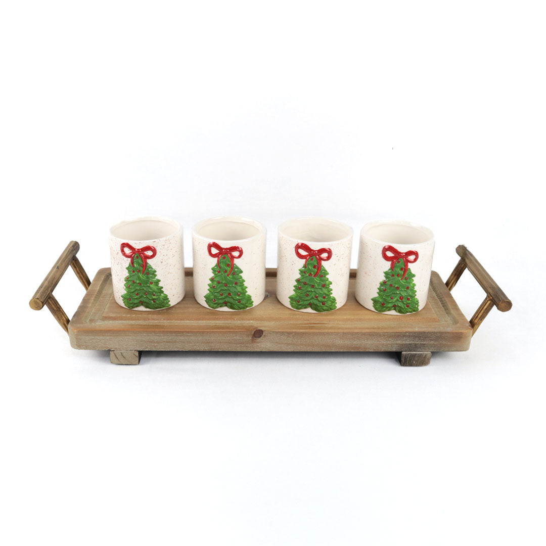 Vaso ceramica moño navidad
