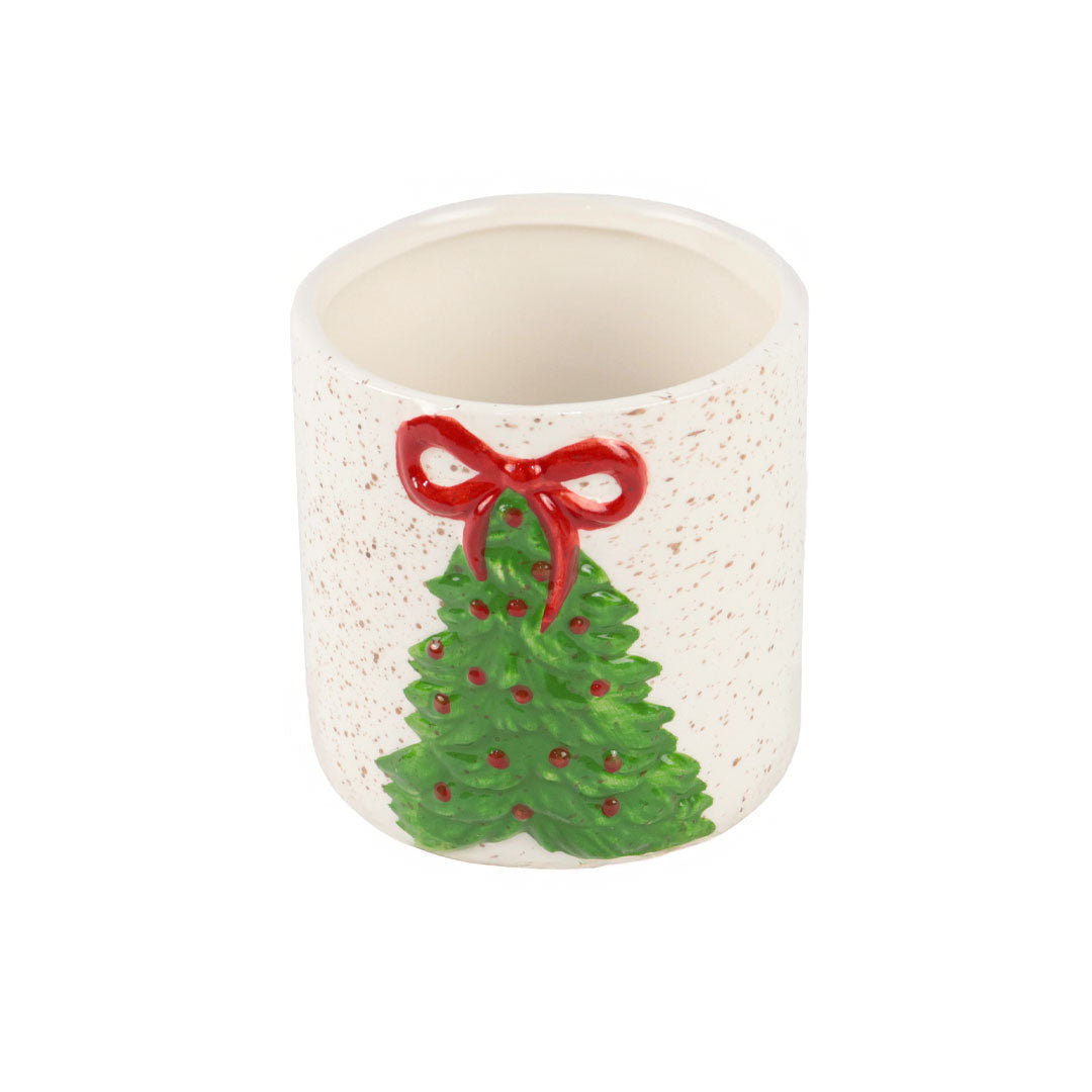 Vaso ceramica moño navidad