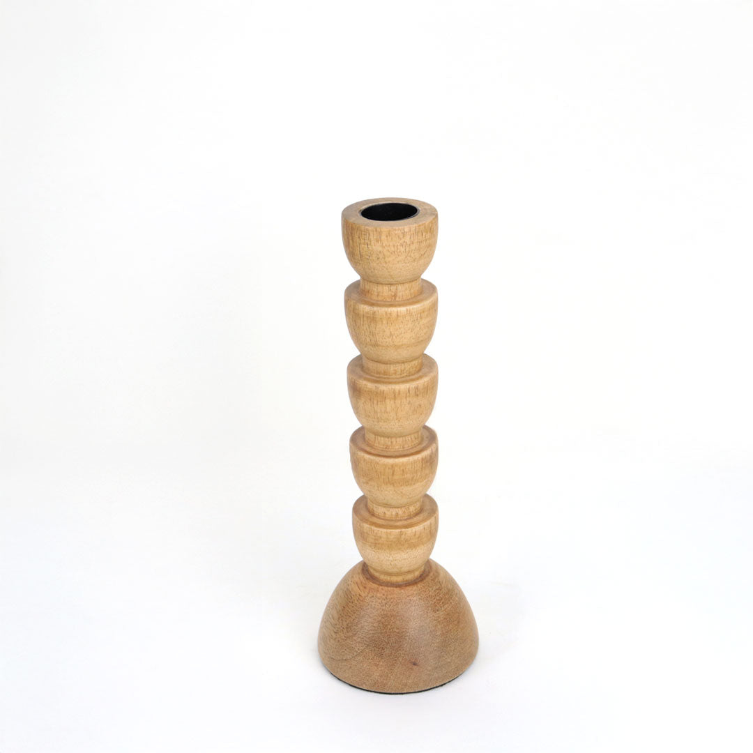 Porta vela de madera diseño círculos