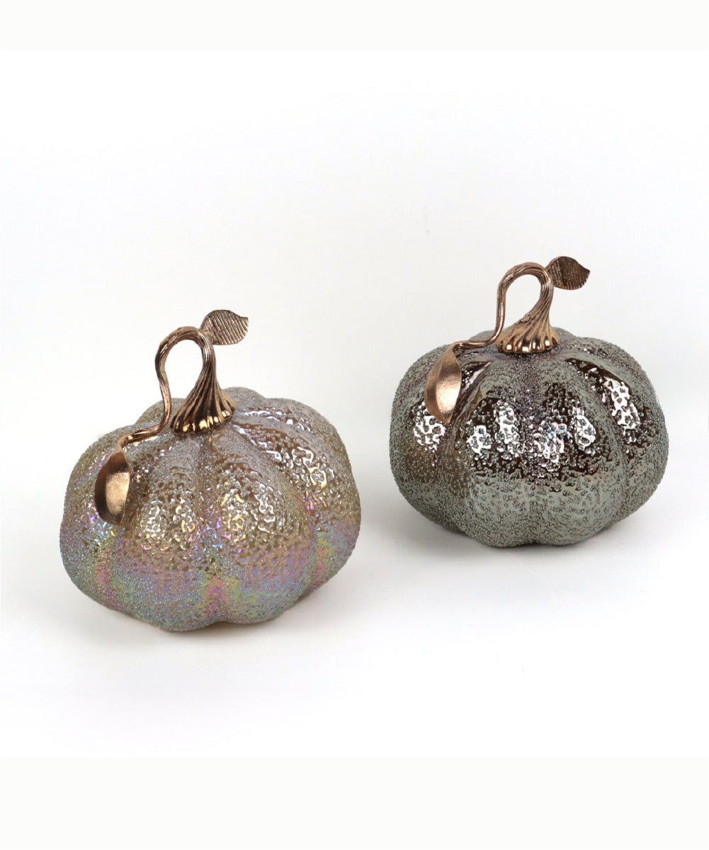 Calabaza de vidrio soplado con metal