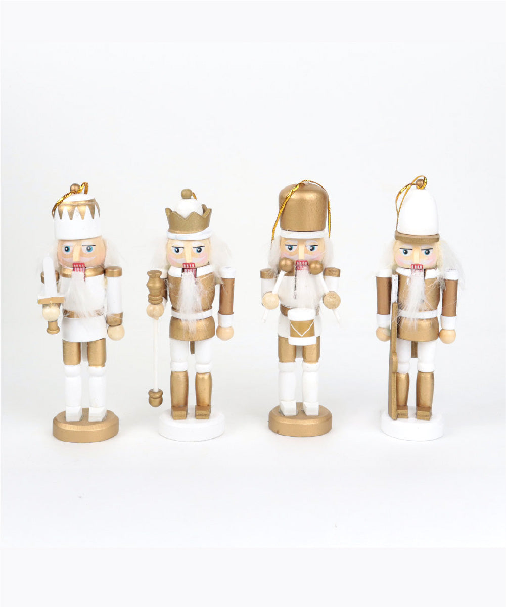Set de 4 Cascanueces colgantes blanco y oro