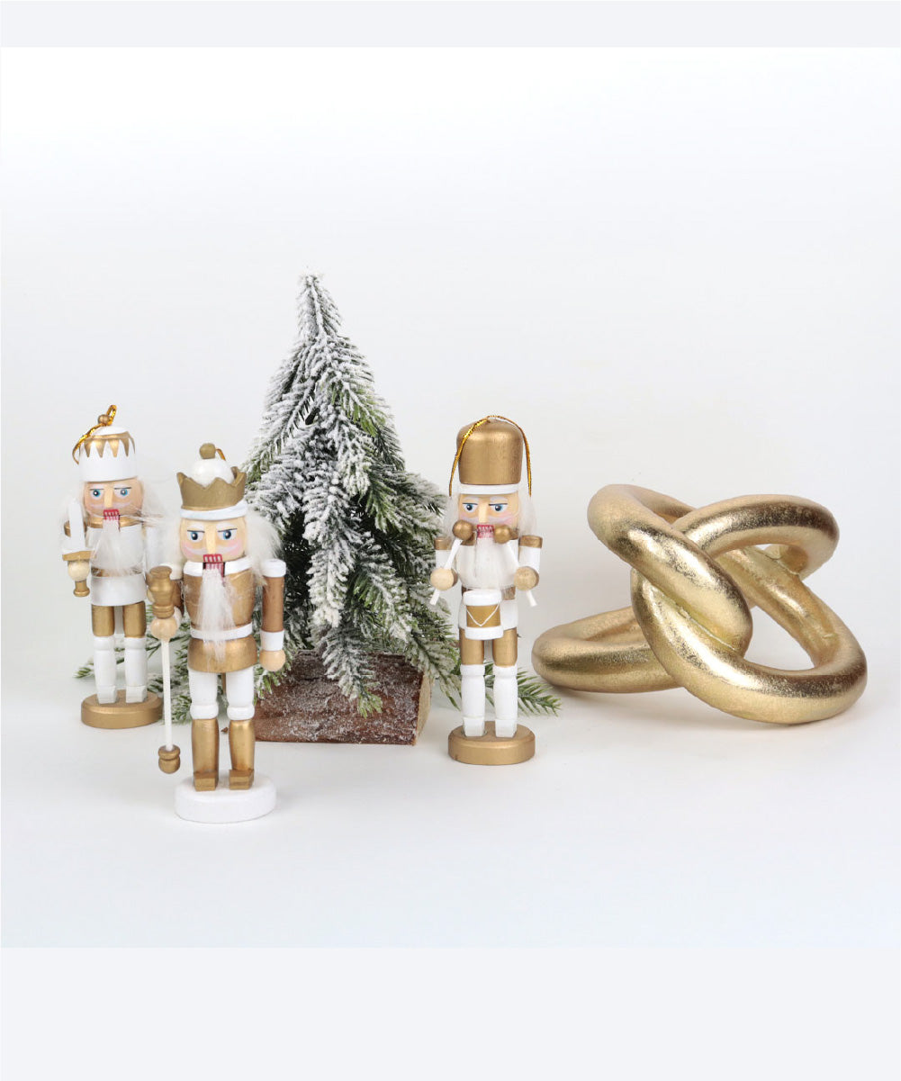 Set de 4 Cascanueces colgantes blanco y oro