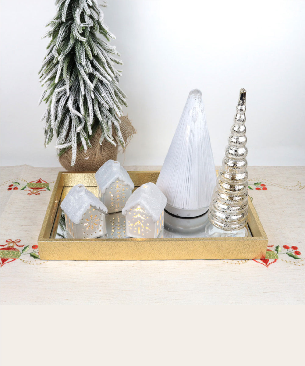 Árbol de Navidad plata con blanco