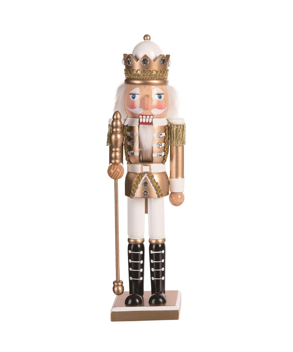 Cascanueces 38 cm plata, dorado y blanco