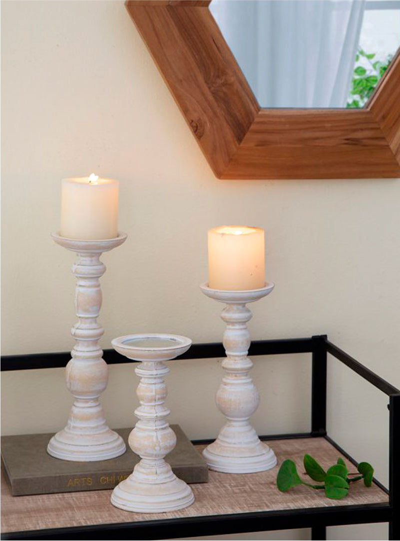 Candelabro de madera - Set de 3 piezas